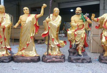 佛堂十八罗汉铜像厂家 彩绘铜像  黄铜人物铜雕生产