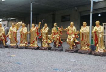 十八罗汉铜雕厂家 佛教主题铜雕 寺庙铜像定做