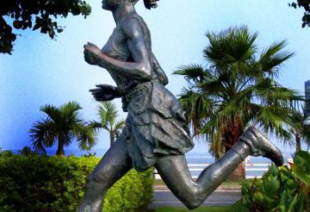 女生运动员铜雕厂家 黄铜人物铜像 运动员肖像铜雕