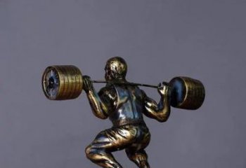 运动员举重人物铜雕 黄铜材质 男人举重铜雕制作