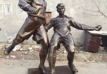 男孩足球队铜雕厂家 青少年男人运动铜雕