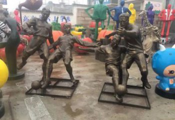 别墅黄铜足球队运动员铜雕生产制作