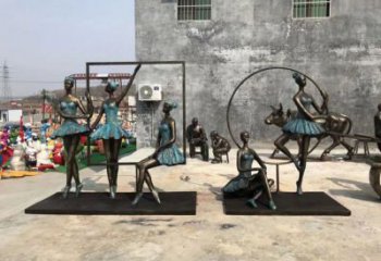 彩绘体操运动员铜雕厂家 舞者女子人物铜像