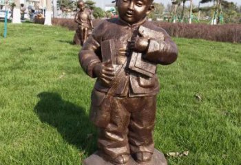 街头小孩子雕塑厂家 大型别墅区玩耍雕塑 黄铜童趣雕塑