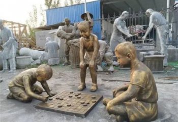 预定下棋雕塑厂家，童趣主题，广场户外民俗雕塑摆件小品