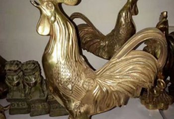 铜公鸡雕塑厂家，铸铜家禽动物，公园仿真铜雕 (1)