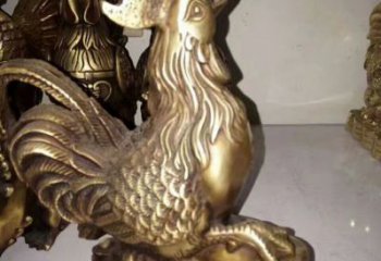 铜公鸡雕塑厂家，铸铜家禽动物，公园仿真铜雕 (2)
