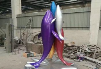 标准公园海豚雕塑厂家 酒店门口雕塑 彩绘摆件