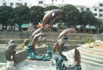 承接古铜色海豚雕塑厂家 大型城市雕塑 商业街摆件
